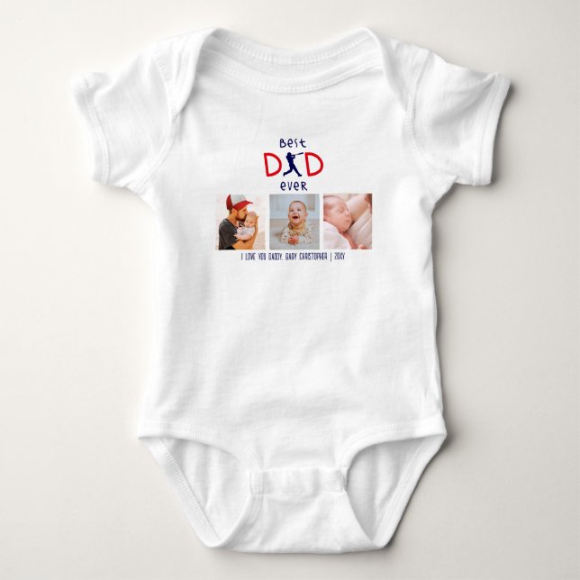 Personalized Best Dad Ever | Cute 1s Father’s Day Baby Bodysuit (Front)