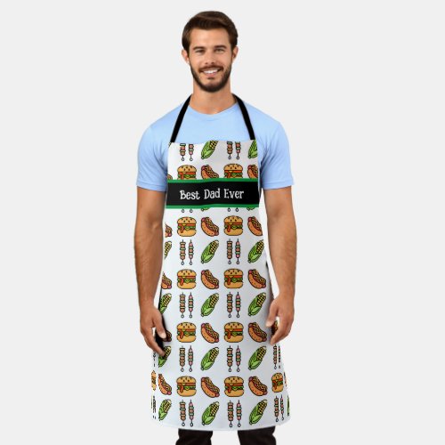 Personalized Best Dad Ever Cute Barbecue Foods Apron