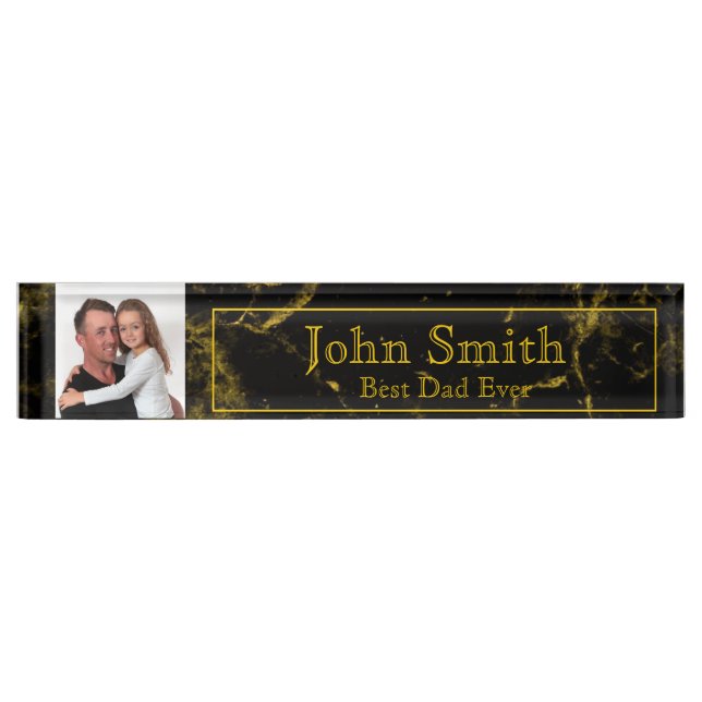 Personalized Best Dad Ever Desk Photo Name Plate (Front)