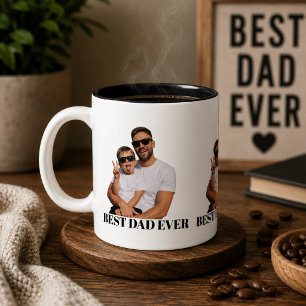 Personalized Best Dad Ever Full Transparent Photo Two-Tone Coffee Mug