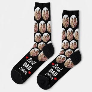 Personalized Best Dad Ever Kids Photo Black Socks