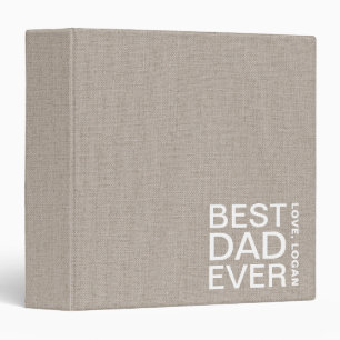 Personalized Best Dad Ever Linen Look Photo Album 3 Ring Binder