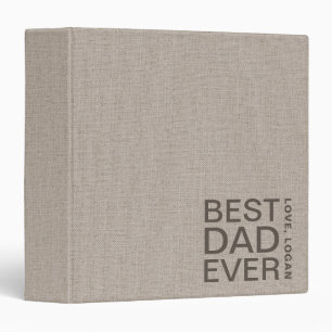 Personalized Best Dad Ever Linen Photo Album 3 Ring Binder