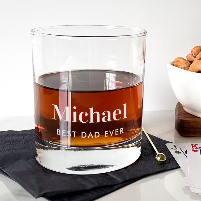 Personalized Best Dad Ever Monogrammed Rocks Glass (Creator Uploaded)