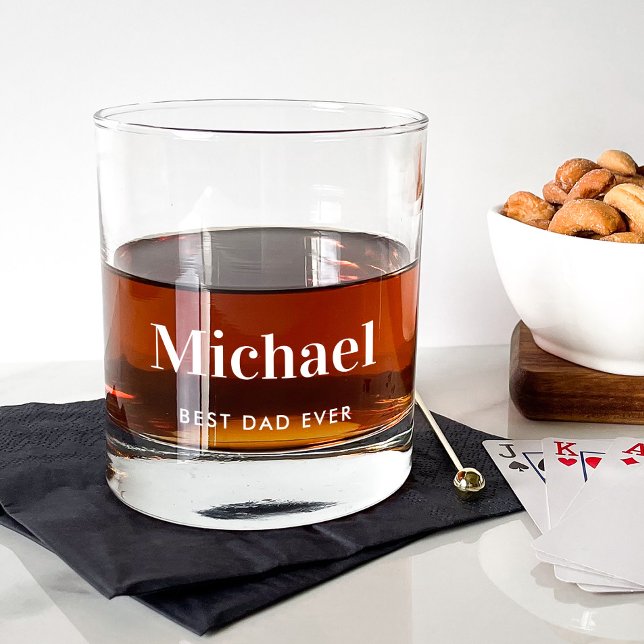 Personalized Best Dad Ever Monogrammed Whiskey Glass (Creator Uploaded)
