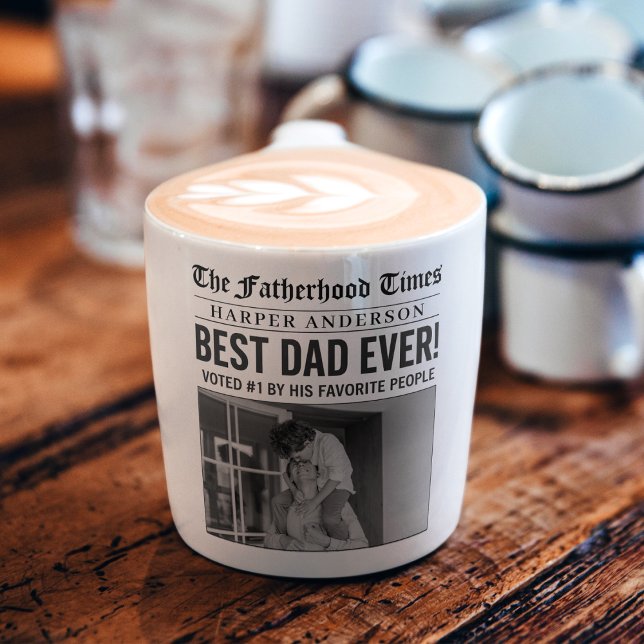 Personalized Best Dad Ever Newspaper Espresso Cup (Creator Uploaded)