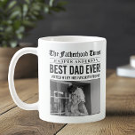 Personalized Best Dad Ever Newspaper Photo Coffee Mug<br><div class="desc">Celebrate the best dad in your life with this unique personalized newspaper-style photo mug! Featuring a bold "Best Dad Ever!" headline, a customizable name, and a space for a special photo, this design mimics a vintage front page from "The Fatherhood Times." Perfect for Father's Day, birthdays, or any occasion where...</div>
