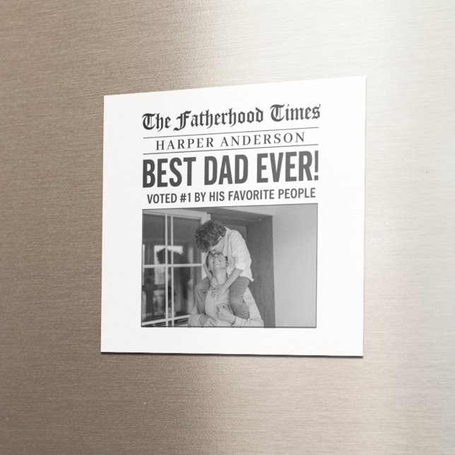 Personalized Best Dad Ever Newspaper Photo Magnet (Creator Uploaded)