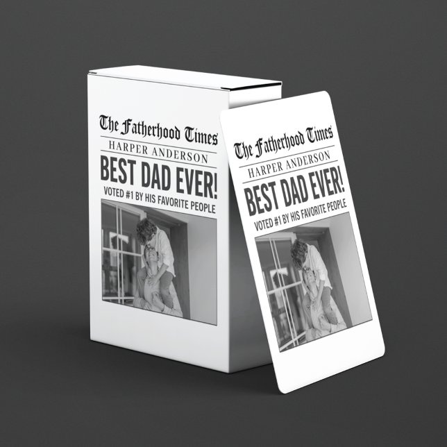 Personalized Best Dad Ever Newspaper Photo Poker Cards (Creator Uploaded)