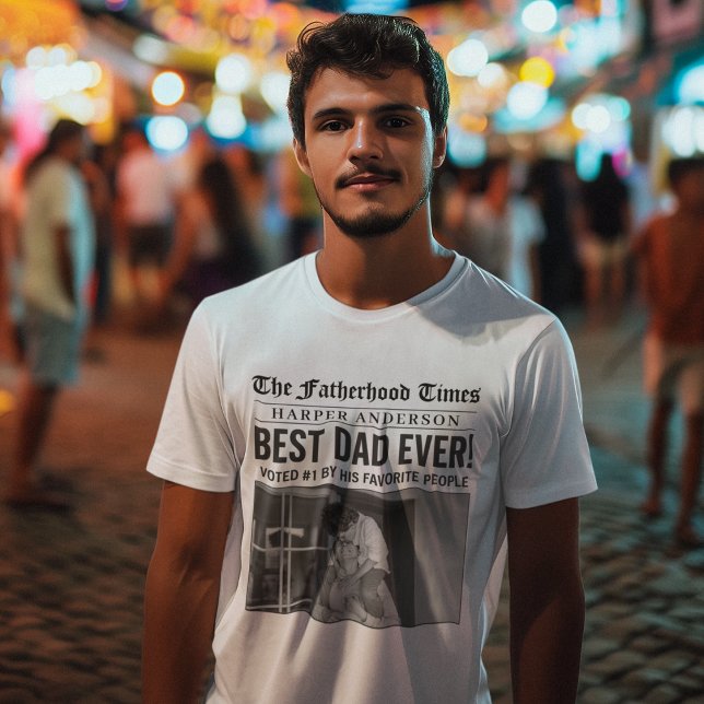 Personalized Best Dad Ever Newspaper Photo T-Shirt (Creator Uploaded)