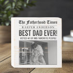 Personalized Best Dad Ever Newspaper Photo Wooden Box Sign<br><div class="desc">Make Dad the star of his own front page with this personalized newspaper-style wooden box sign! Featuring a bold "Best Dad Ever!" headline, a customizable name, and a spot for a special photo, this unique piece mimics a vintage newspaper front page from "The Fatherhood Times." A perfect keepsake for Father's...</div>