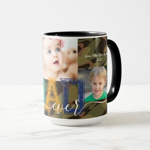 Personalized Best DAD Ever Photo Camo Green Mug