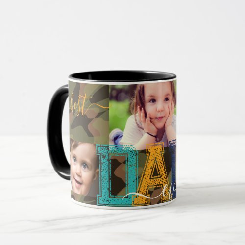 Personalized Best DAD Ever Photo Camo Green Mug