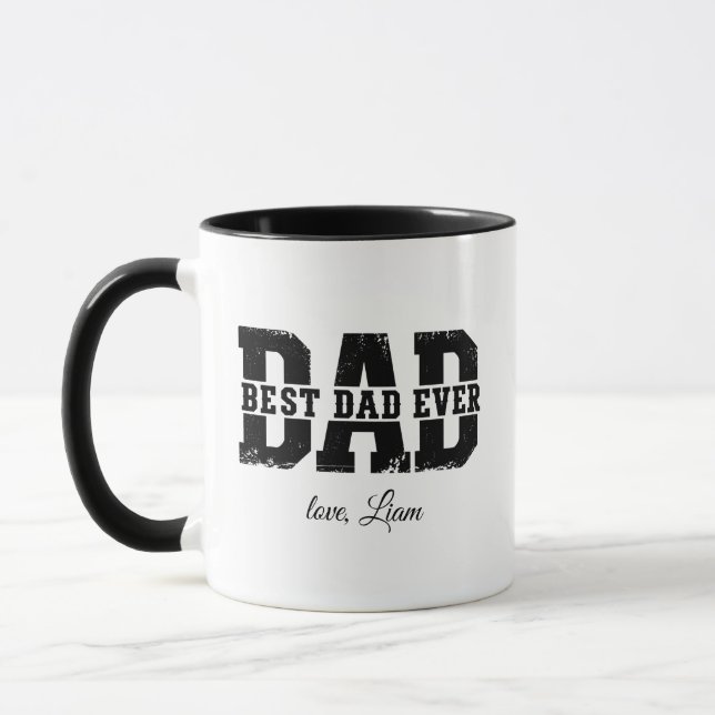 Personalized Best Dad Ever Photo Collage Black Mug (Left)