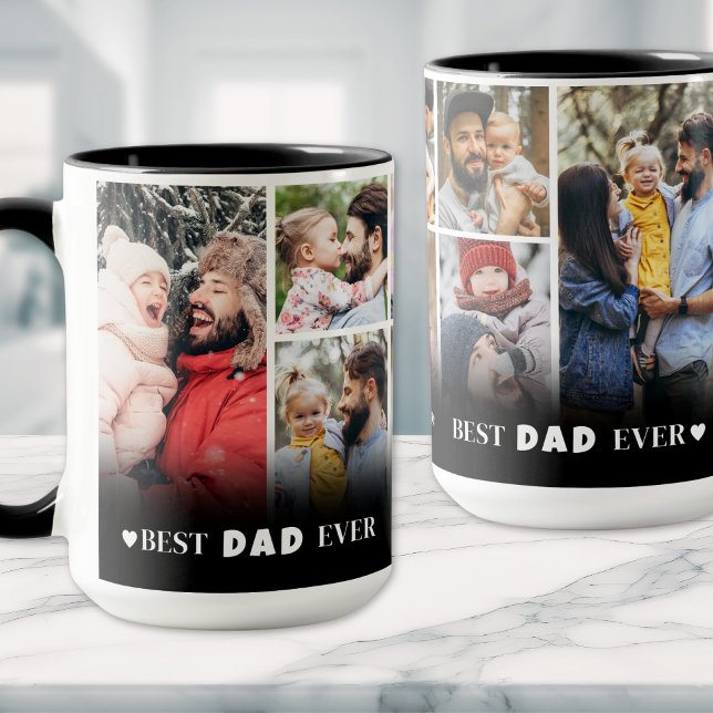 Personalized Best Dad Ever Photo Collage Father Mug (Personalized Best Dad Ever 8 Photo Collage Father Mug )