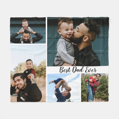 Personalized Best Dad Ever Photo Collage Fleece Blanket