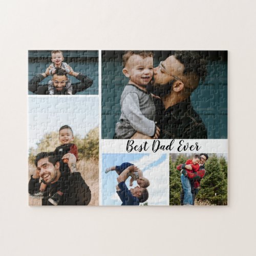 Personalized Best Dad Ever Photo Collage Jigsaw Puzzle