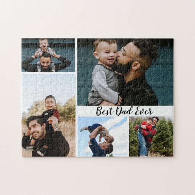 Personalized Best Dad Ever Photo Collage Jigsaw Puzzle (Horizontal)