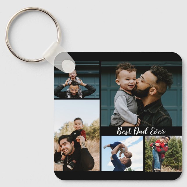 Personalized Best Dad Ever Photo Collage Keychain (Front)