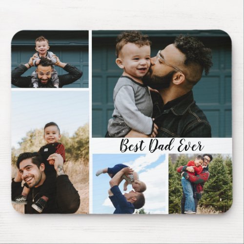 Personalized Best Dad Ever Photo Collage Mouse Pad