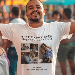 Personalized Best Dad Ever photo collage simple T-Shirt<br><div class="desc">Modern contemporary BEST DADDY EVER Happy Father's Day 4 family photo collage keepsake simple white and black t-shirt with a bold typography script template. Create your own with four family pictures and your text! You can change the colors of the text. It can be a cute personalized gift for your...</div>