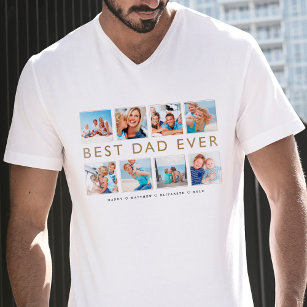 Personalized Best Dad Ever Photo Collage T-Shirt
