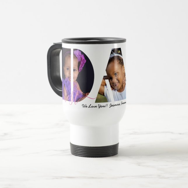 Personalized Best DAD Ever Photo Collage Travel Mug (Front Left)