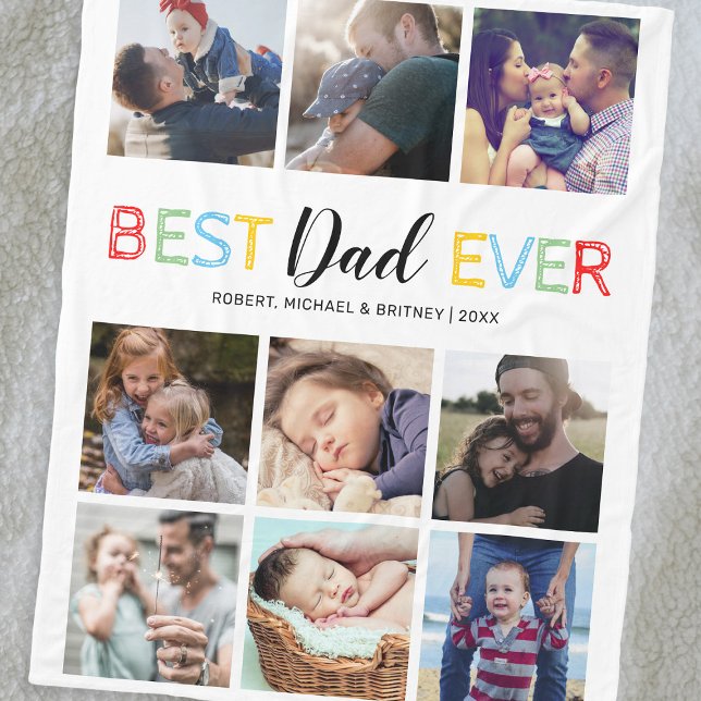 Personalized Best Dad Ever Photo Fleece Blanket (Creator Uploaded)