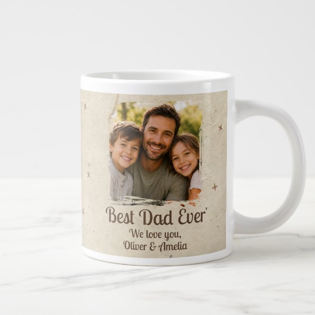 Personalized Best Dad Ever Photo Giant Coffee Mug (Right)