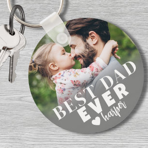 Personalized Best Dad Ever Photo Keychain