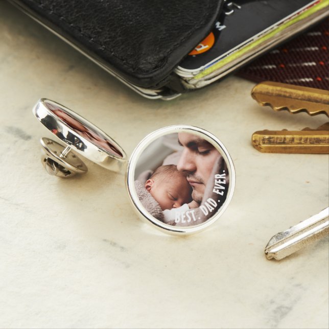 Personalized Best Dad Ever, Photo    Lapel Pin (In Situ)