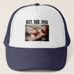 Personalized Best Dad Ever, Photo Trucker Hat at Zazzle