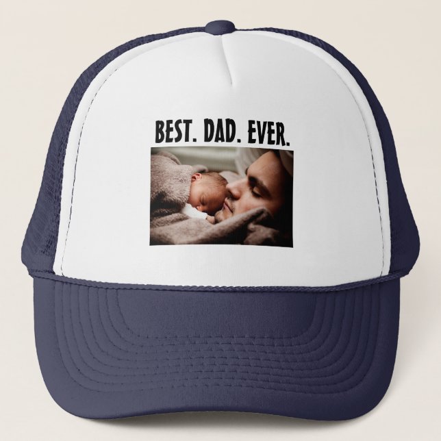 Personalized Best Dad Ever, Photo Trucker Hat (Front)