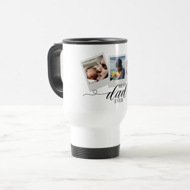 Personalized BEST DAD Photo Collage Custom Gifts Travel Mug (Front Left)