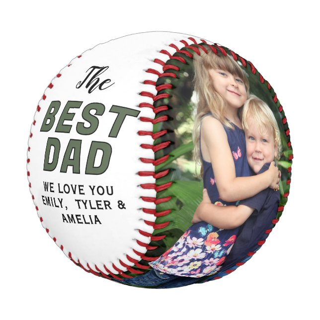 Personalized Best Dad Photo Father’s Day Baseball (Angled)