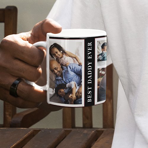 Personalized best daddy ever photo collage coffee mug