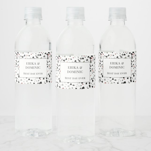 Personalized  Best Day Ever Gray  Wedding Water Bottle Label (Bottles)