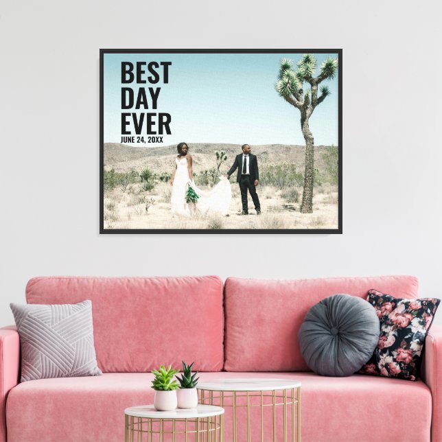 Personalized Best Day Ever Modern Wedding  Canvas Print (Insitu(LivingRoom))