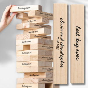 Personalized Best Day Ever Wedding Jenga Tower
