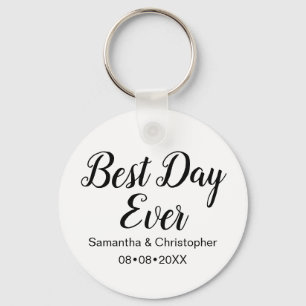 Personalized Best Day Ever Wedding Keychain
