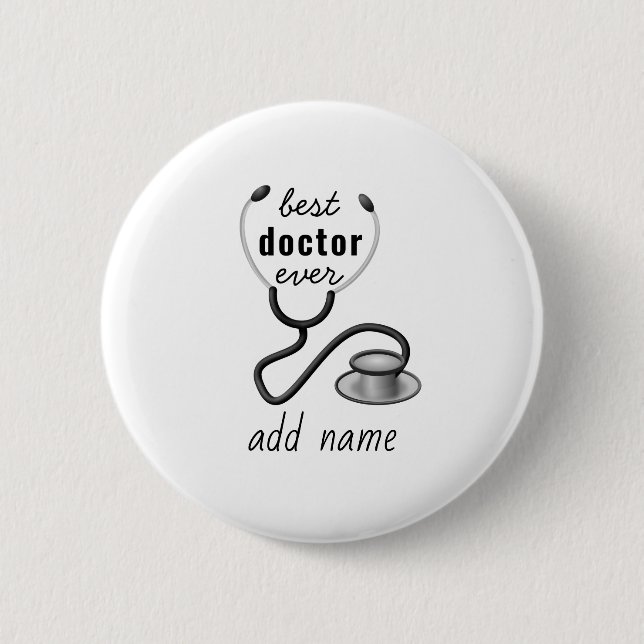 Personalized Best Doctor Ever Thank You Physician Button (Front)