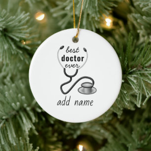 Personalized Best Doctor Ever Thank You Physician Ceramic Ornament