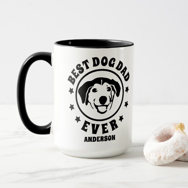 Personalized Best Dog Dad Ever Custom Name Mug (With Donut)