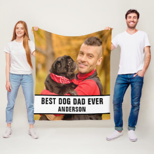 Personalized Best Dog Dad Ever Custom Photo Fleece Blanket