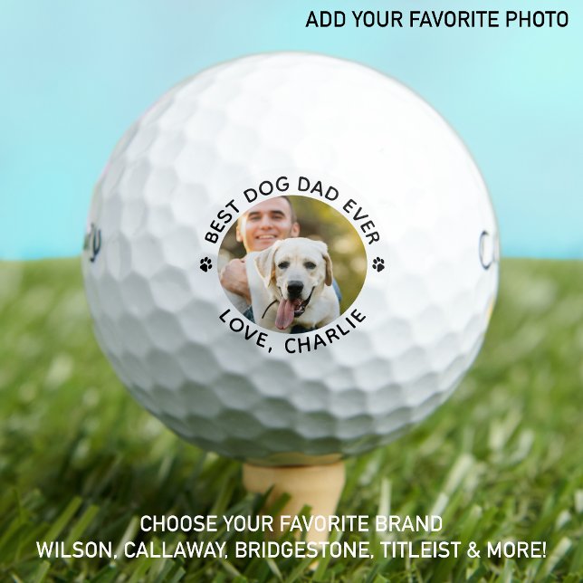 Personalized Best Dog Dad Ever Custom Photo Golf Balls (Creator Uploaded)