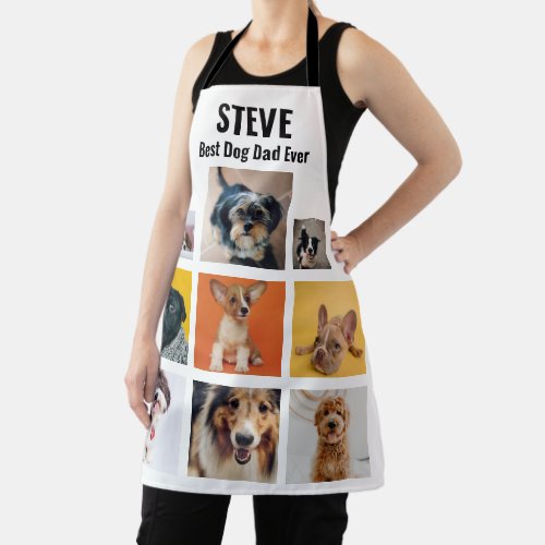 Personalized Best Dog Dad Ever Photo Collage Apron