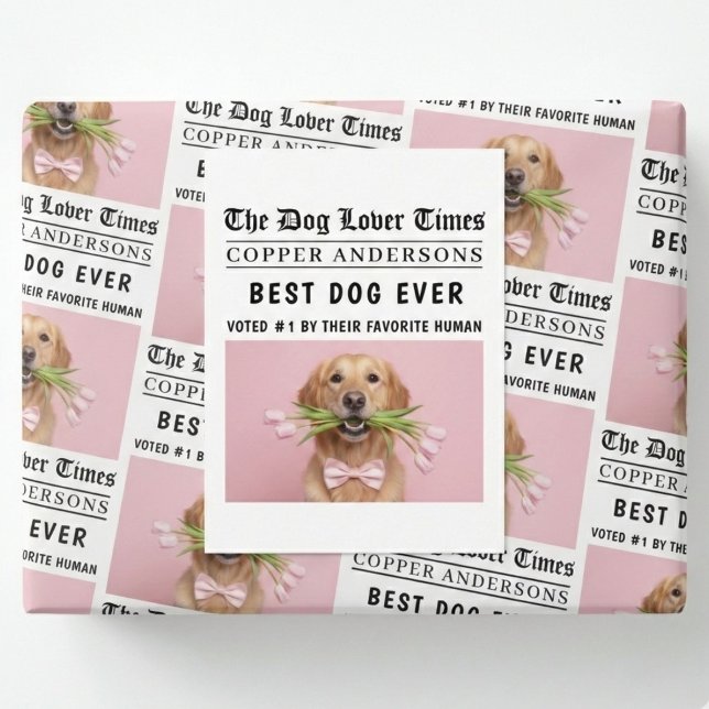 Personalized “Best Dog Ever” Dog Newspaper Postcard (Creator Uploaded)