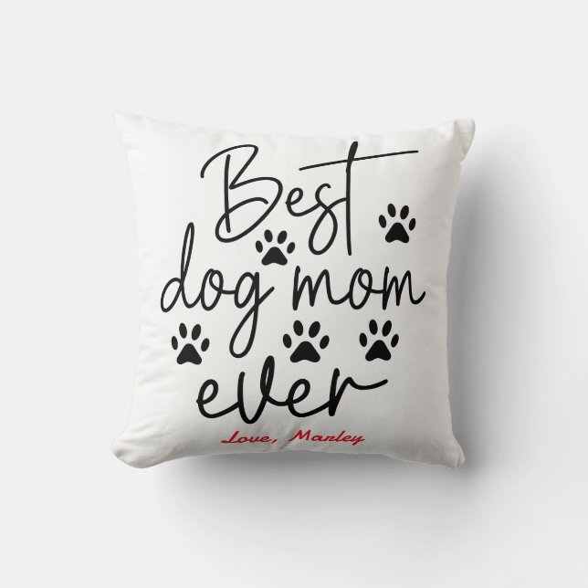 Personalized Best Dog Mom 2 Photo | Mother’s Day Throw Pillow (Front)