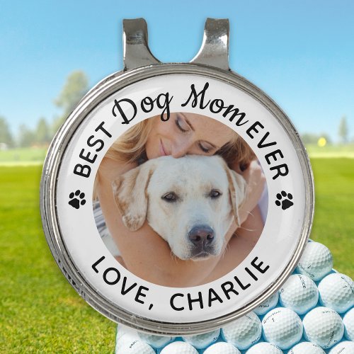 Personalized Best Dog Mom Ever Custom Photo Golf Hat Clip