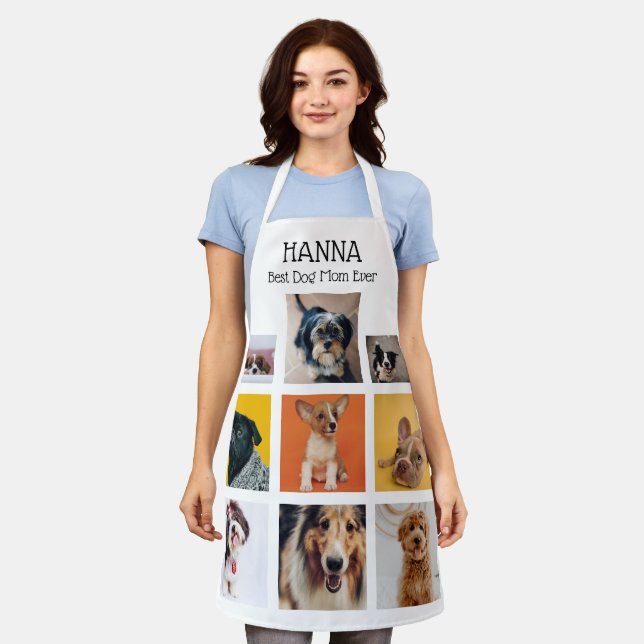 Personalized Best Dog Mom Ever Dog Lover  Apron (Worn)